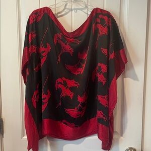 Silk WD.NY Black and Red Women's Top poncho
